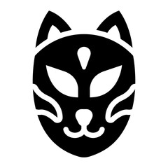 kitsune mask glyph icon used in japan obon and folklore events