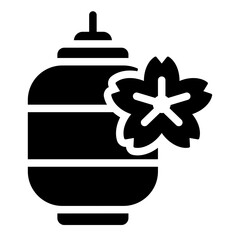 festival lantern glyph icon with sakura for obon celebration