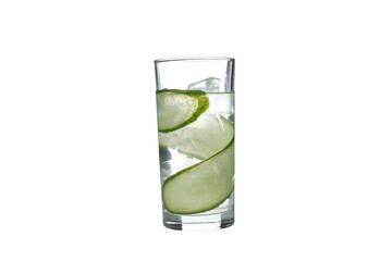 PNG, Brine cocktail with ice in glass, isolated on white background