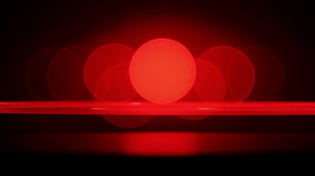 Abstract red circles and lines create a futuristic background with light effects