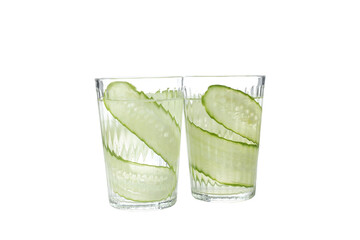 PNG, Brine cocktail with cucumber in glasses, isolated on white background