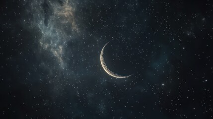 Fototapeta premium Crescent moon in a starry night sky