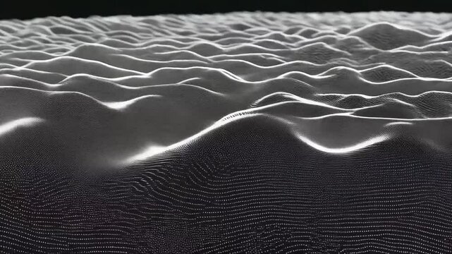 Abstract wave pattern with silver dots, creating a textured surface