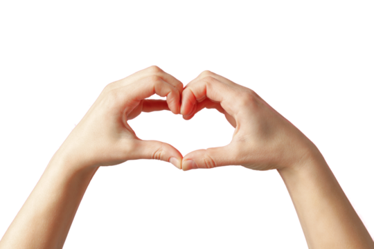 Hands form a heart, showing love, isolated on white, PNG