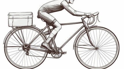 Fototapeta premium Vintage bicycle illustration of a cyclist in motion.