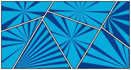 Blue comic panel background with burst effect. vintage pop art background. comic banner vector illustration