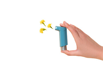 Inhaler combats floral allergens, isolated on white, PNG