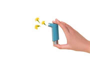Inhaler combats floral allergens, isolated on white, PNG