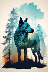 wolf howling at the forest