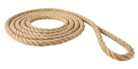 Thick Beige Hemp Rope Coil Isolated Against Black Background A I P N G isolated on a transparent background