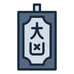 Obraz premium Omikuji filled line icon for traditional japanese fortune reading