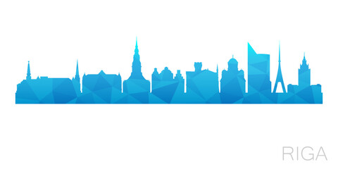 Riga, Latvia Low Poly Skyline Clip Art City Design. Geometric Polygon Graphic Horizon Icon. Vector Illustration Symbol.