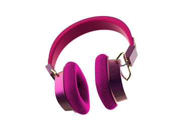 Vibrant Pink Wireless Bluetooth Headphones for High Definition Stereo Audio Streaming. Isolated...