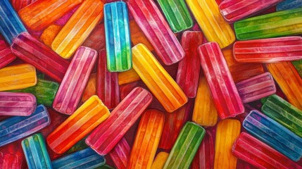 Colorful popsicle sticks background texture.