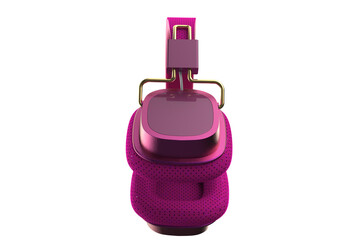 Vibrant Pink Wireless Bluetooth Headphones for High Definition Stereo Audio Streaming. Isolated...