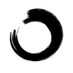 Grunge Round Shapes and Circle Banner Vector Collection Zen Enso Brush for Vintage and Distressed Design Projects