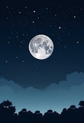 Luminous moonlight illuminates the tranquil forest canopy, serene vista