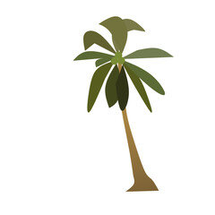 Tropical Coconut Palm Tree &ndash; Flat Vector Illustration. Ideal for summer-themed designs, beach visuals, travel promotions, and tropical nature scenes