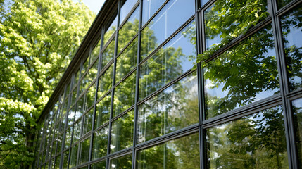 Urban Skyline Reflected in Sleek Glass Panels