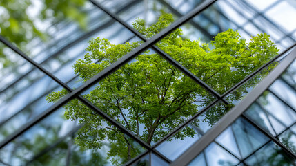 Close-Up View of Cityscape Mirrored on Modern Windows