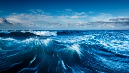 Fototapeta premium blue sea waves slow motion