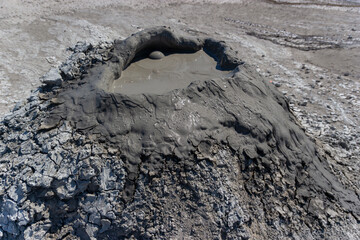Mud Volcano Erupts in Arid Landscape of Azerbaijan