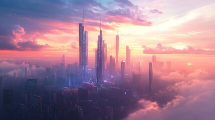 Fototapeta premium sunset over the city