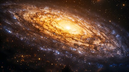 Fototapeta premium Captivating spiral galaxy shimmers in the cosmic expanse