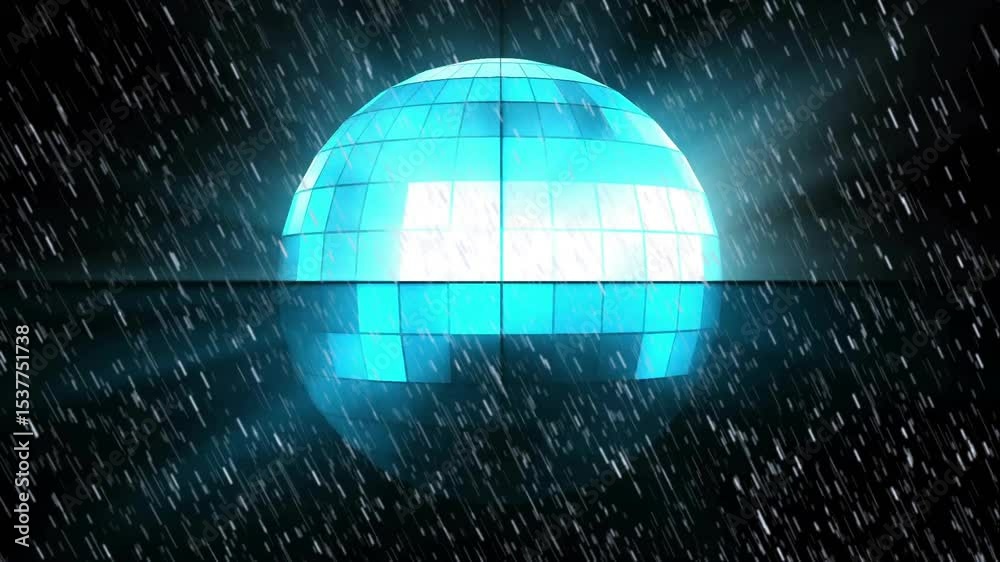 Poster on startup digital globe pulsing and scanline shifting while streaking lights visualizing data