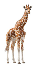Obraz premium Giraffe standing gracefully in nature animal portrait in bright environment cut out png