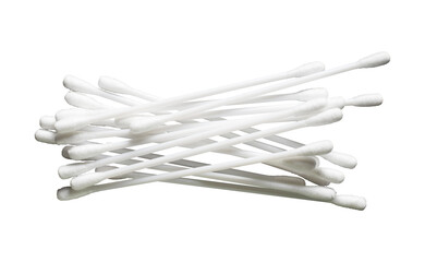 stack of cotton swabs isolated on white