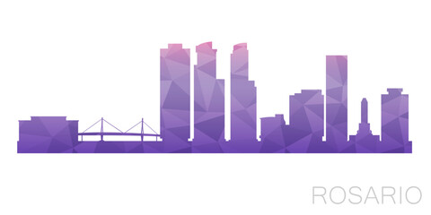 Rosario, Argentina Low Poly Skyline Clip Art City Design. Geometric Polygon Graphic Horizon Icon. Vector Illustration Symbol.