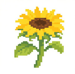 Fototapeta premium Pixel Art Sunflower Illustration on White Background