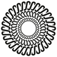 Wavy circle icon. Spiral loop symbol. Abstract curved shape. Vector design element.