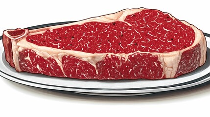 Raw steak on a plate.