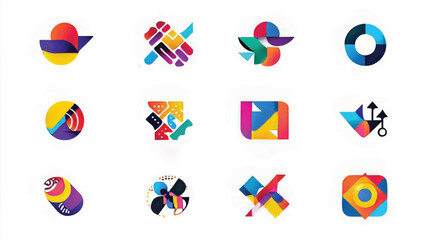 Colorful Modern Geometric Branding: Abstract Design and Vector Graphics Logo Collection