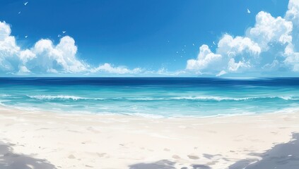 Obraz premium Beach panorama, sunny, tranquil