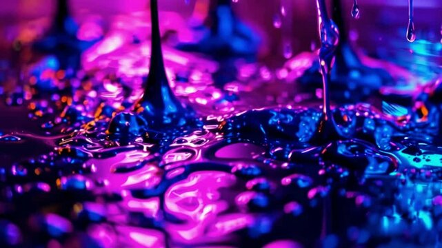 neon glow uv blacklight wet dripping paint.