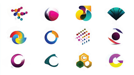 Colorful Geometric Logo Design: Abstract Vector Illustrations for Modern Corporate Identity and Creative Branding Solutions with Bold Symbolic Imagery