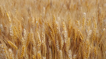 Fototapeta premium Golden wheat ears in a sunlit field