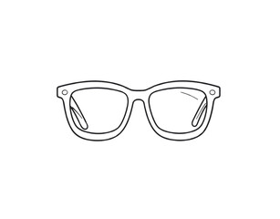 Fototapeta premium Outlined Retro Eyeglasses with Distinctive Temple Detail and Bold Frame