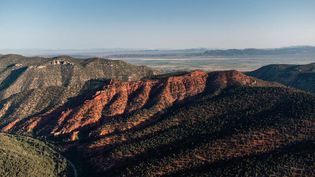 Aerial Summer Red Rock Hiking Views of Parowan Canyon Utah 
