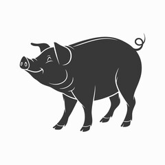 Fototapeta premium Happy pig silhouette farm animal illustration ai generated