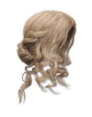 3d render elegant curly tied blonde hair isolated