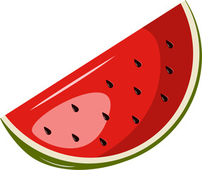 Watermelon Illustration, Fresh Watermelon Slice Vector Illustration for Summer Design and Food Projects
