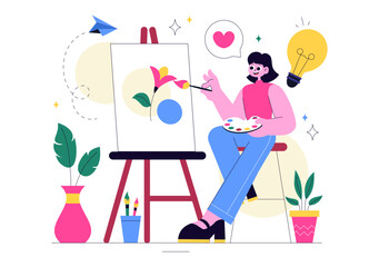 Craft Workshop Vector Illustration Featuring a DIY Class with Artist Hands Creating Creative Work and Art Project in a Flat Style Cartoon Background