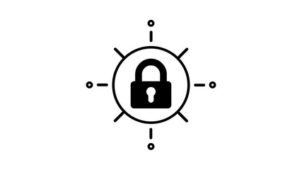 Glowing neon Cyber Security Protection Account on white background. Data Security Icon. 4K Video motion graphic animation.neon sign . - Powered by Adobe