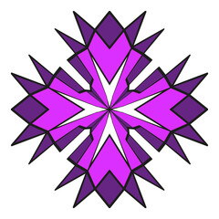 Stylized star icon. Petal mandala symbol. Radiant shape figure. Vector flower burst.