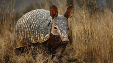 An armadillo in its natural environment. An armored mammal. Nine banded specials native to the United States.