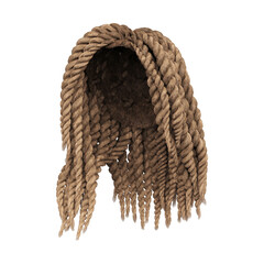 3d render braid dreadlock blonde hair isolated
